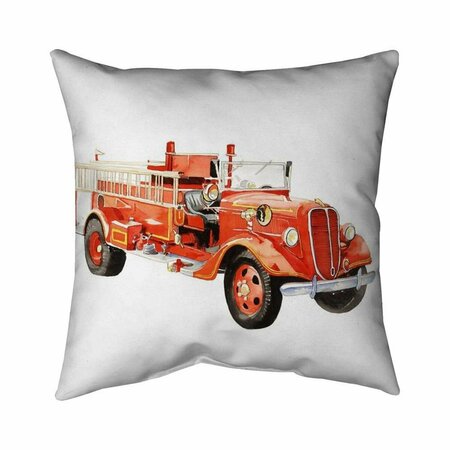 BEGIN HOME DECOR 26 x 26 in. Vintage Fire Truck-Double Sided Print Indoor Pillow 5541-2626-CH9